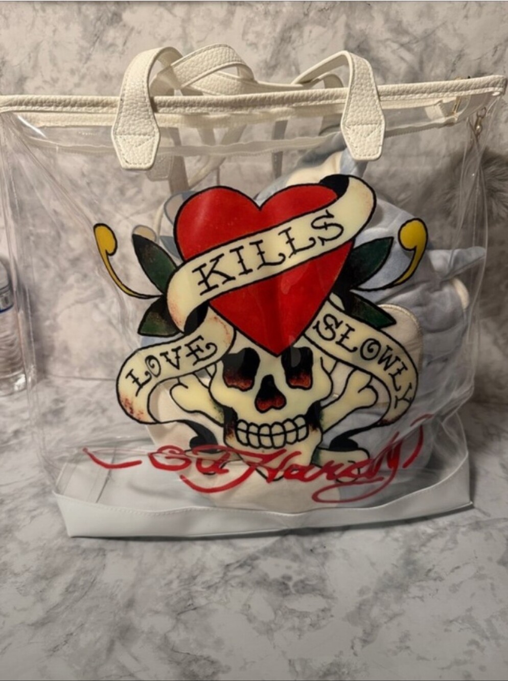Ed Hardy- " Love Kills Slowly " Graphic Clear Tote Bag ❤️🤍 - Picture 5 of 9